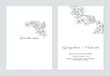 Floral wedding invitation card template, line art flowers on white