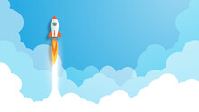 Rocket Launch Illustration, Startup Business Concept Idea. Vector Illustration  