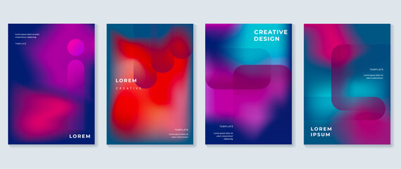 Fluid gradient background. Minimalist posters, cover, wall arts with colorful geometric shapes and liquid color. Modern wallpaper design for presentation, home decoration.  website and banner.