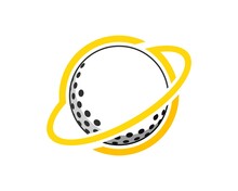 Simple Golf Ball With Yellow Rings Planet