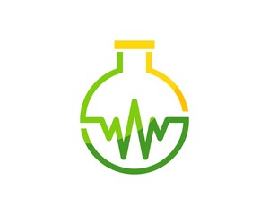 Sticker - Simple bottle laboratory with medical pulse inside