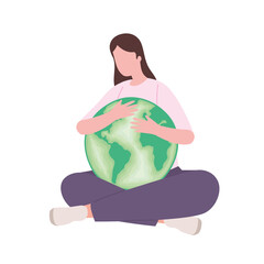 Sticker - Woman holding green planet