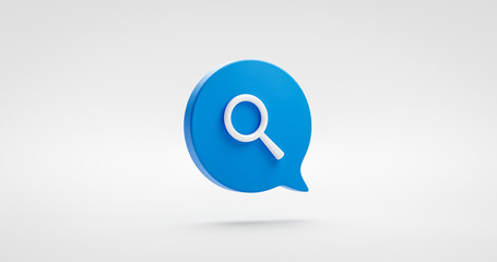 blue magnifier search illustration icon business sign or website research find internet symbol isola