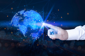 Wall Mural - digital binary and world map background.