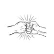 fist bump and hand illustration.  illustration and vector