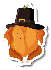 Poster - Isolated roasted chicken with hat