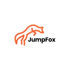 Wall Mural - jumping fox line outline monoline art logo vector icon illustration