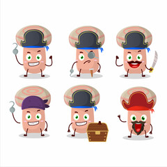 Wall Mural - Cartoon character of coral milky cap with various pirates emoticons