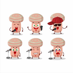 Canvas Print - A Cute Cartoon design concept of coral milky cap singing a famous song