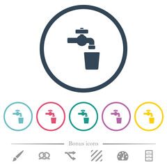 Poster - Drinking water flat color icons in round outlines