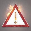 © photoschmidt - Warning sign with a burning thermometer - global warming concept