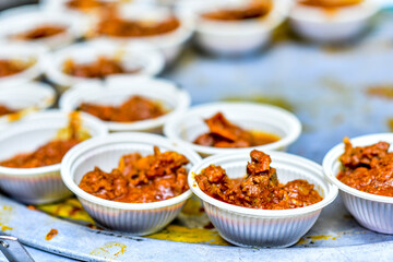 Sticker - Closeup shot of mutton arranged in small plates