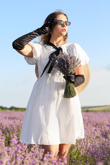 Sticker - Beautiful young woman in lavender field