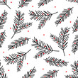 Holiday seamless pattern with spruce branch. Christmas tree illustration. Art can be used for holiday packing.
