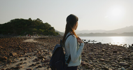 Canvas Print - Woman go sightseeing in Hong Kong sharp island