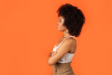 Wall Mural - stylish young african female with afro hairstyle 