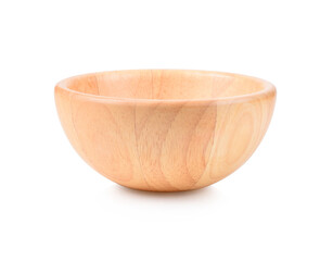 Wall Mural - Wooden bowl isolated on white background.