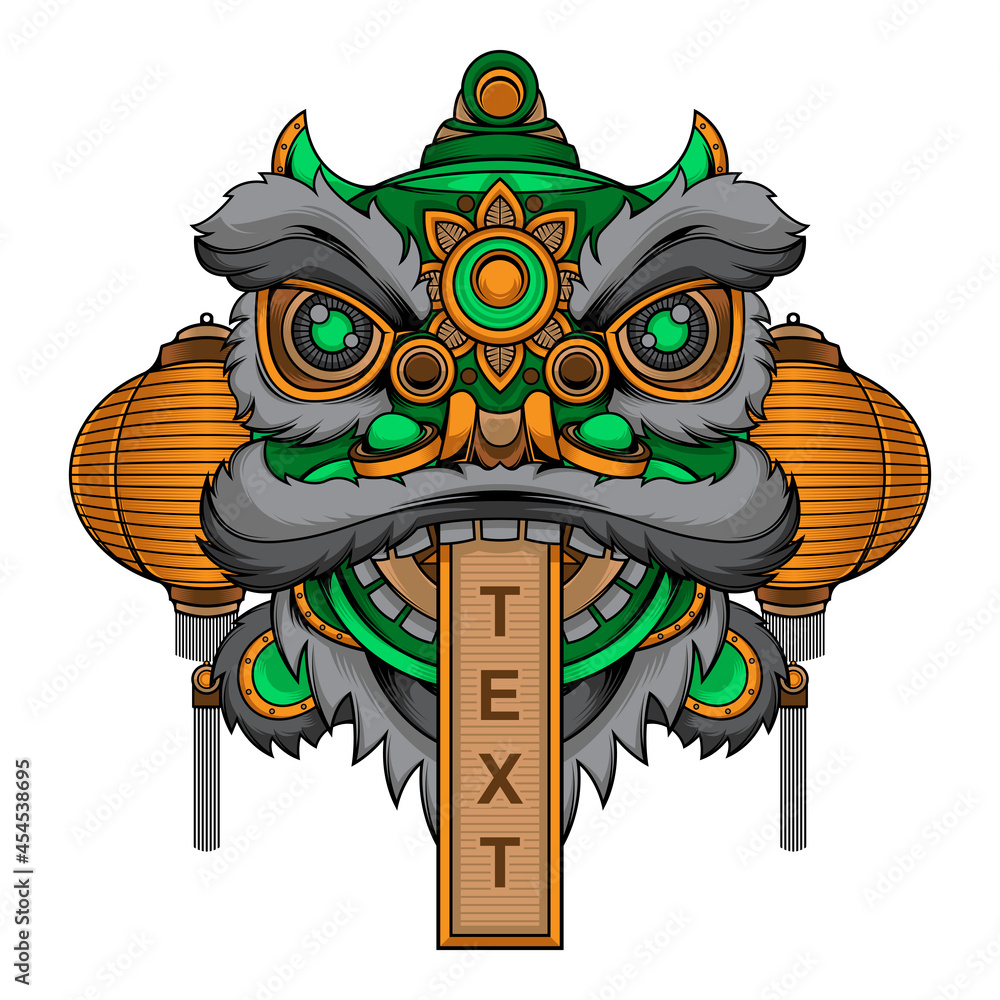 chinese traditional lion dance head Stock Vector | Adobe Stock