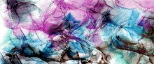 Pink And Blue Abstract Background, Alcohol Ink Texture, Fluid Graphic Design For Wallpaper