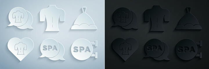 Poster - Set Spa salon, Sauna hat, Massage, and icon. Vector