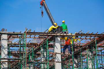 Worker scaffold construction is crane building safety hardness