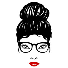 Woman Face With Glasses And Bun
