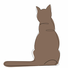 Sticker - isolated cat one line drawing, sketch