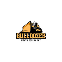 Bulldozer Heavy Equipment Logo Vector