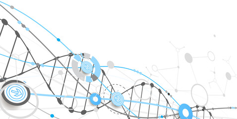 Science template, wallpaper or banner with a DNA molecules. Vector