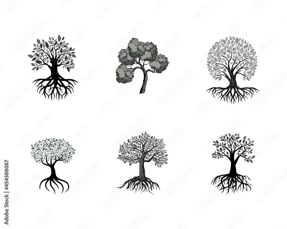 tree hand drawn logo vector collections Stock Vector | Adobe Stock