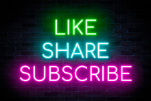 Like, Share, Subscribe Neon Banner.
