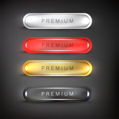 Wall Mural - buttons set web steel on background color black 8edit