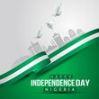 happy independence day Nigeria. Nigerian flag ribbon. vector illustration design.