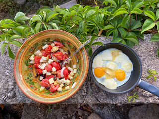 Poster - Salade de tomates et oeuf au plat, Cévennes 