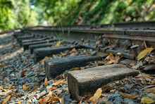 Wood Ties And Railroad Tracks.