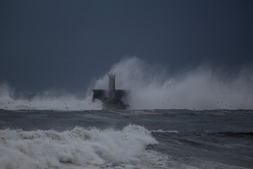  Leixoes harbor entrance during storm