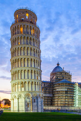 Wall Mural - Leaning Tower of Pisa at dusk