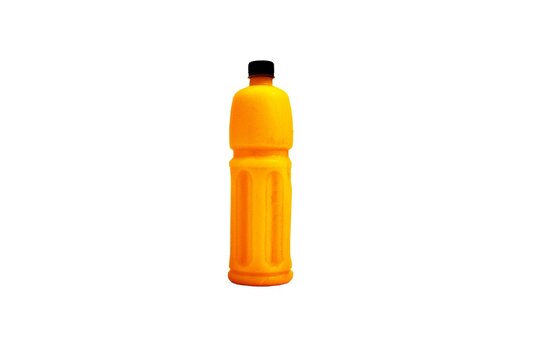 orange juice bottle isolated on white background