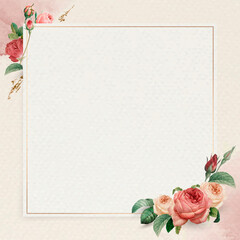 Sticker - Floral square golden frame vector