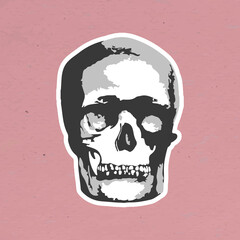 Poster - Vectorized gray skull sticker with a white border