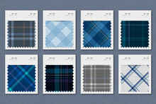 Plaid Pattern Fabric Sample Swatch Design Element Set