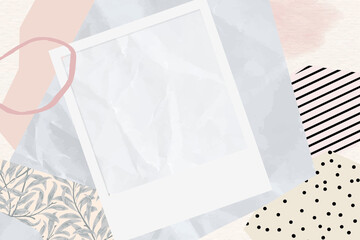 Wall Mural - blank photo frame on scrapped paper background
