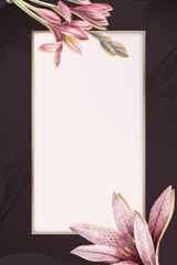 Sticker - Pink amaryllis pattern with gold frame vector