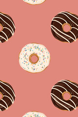 Wall Mural - Doughnuts patterned on pink background