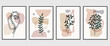 © TWINS DESIGN STUDIO - Botanical wall art vector set. Foliage line art drawing with abstract shape.  Abstract Plant Art design for print, cover, wallpaper, Minimal and  natural wall art. Vector illustration.