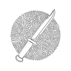 Wall Mural - Continuous one line drawing marine combat knives. Military combat knife, knife of marine corps and U.S. Navy. Swirl curl circle background style. Single line draw design vector graphic illustration