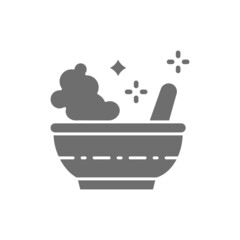 Canvas Print - Potion bowl, magic mortar and pestle grey icon.