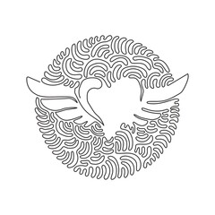 Wall Mural - single one line drawing heart with open wings holiday romantic decoration logo vector image. swirl c