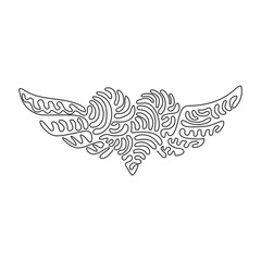 Wall Mural - single continuous line drawing heart with open wings holiday romantic decoration logo vector image. 