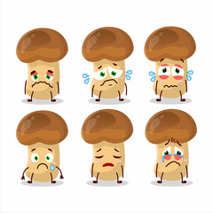 Canvas Print - Straw mushroom cartoon character with sad expression